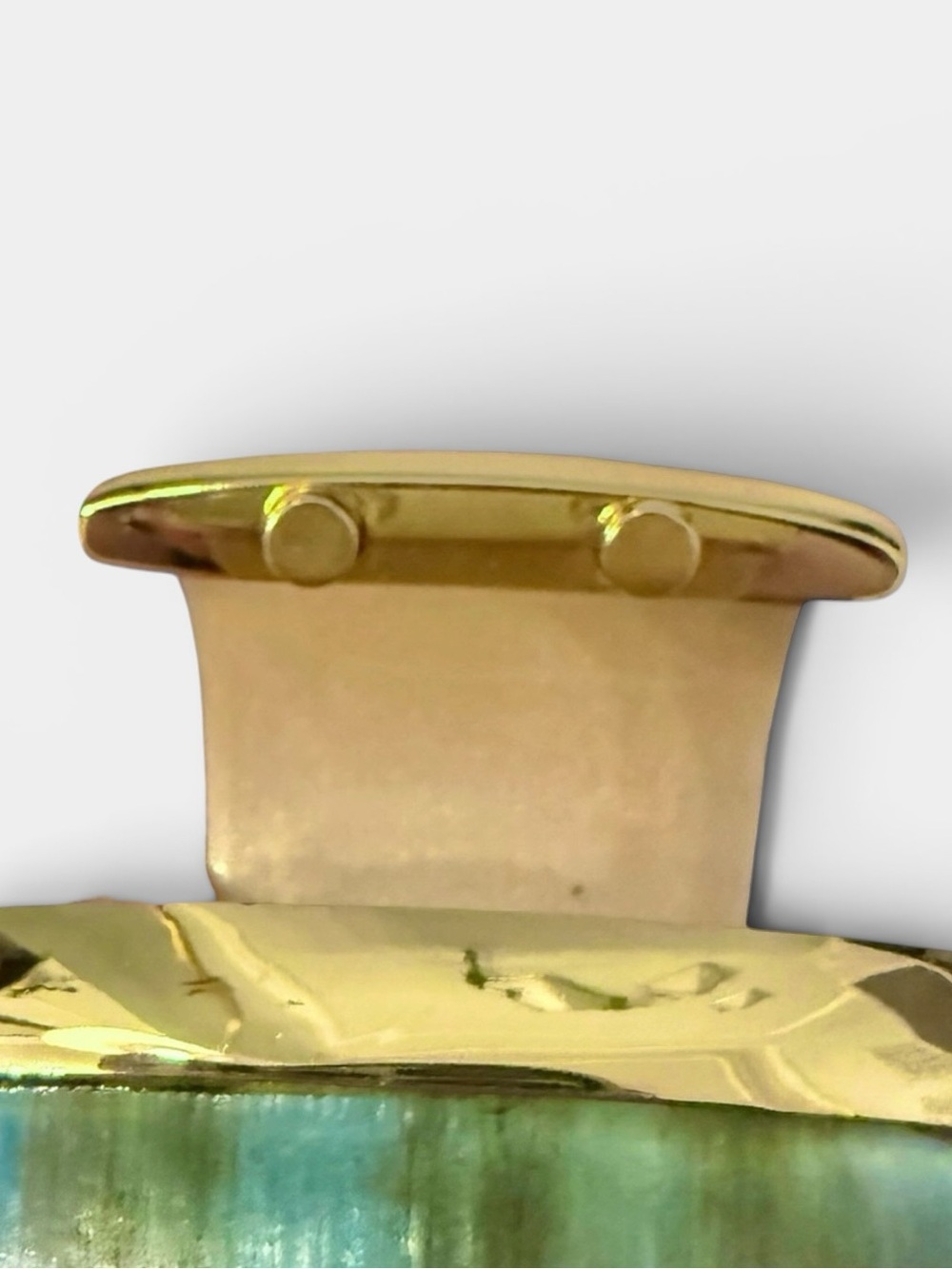Alexis Bittar Teal Lucite and 14k Gold Plated Hinged Cuff Bracelet and Dustbag - Picture 10 of 13
